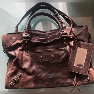 Balenciaga Burgundy/Brown City Bag